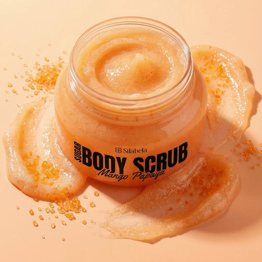Jar of mango papaya body scrub