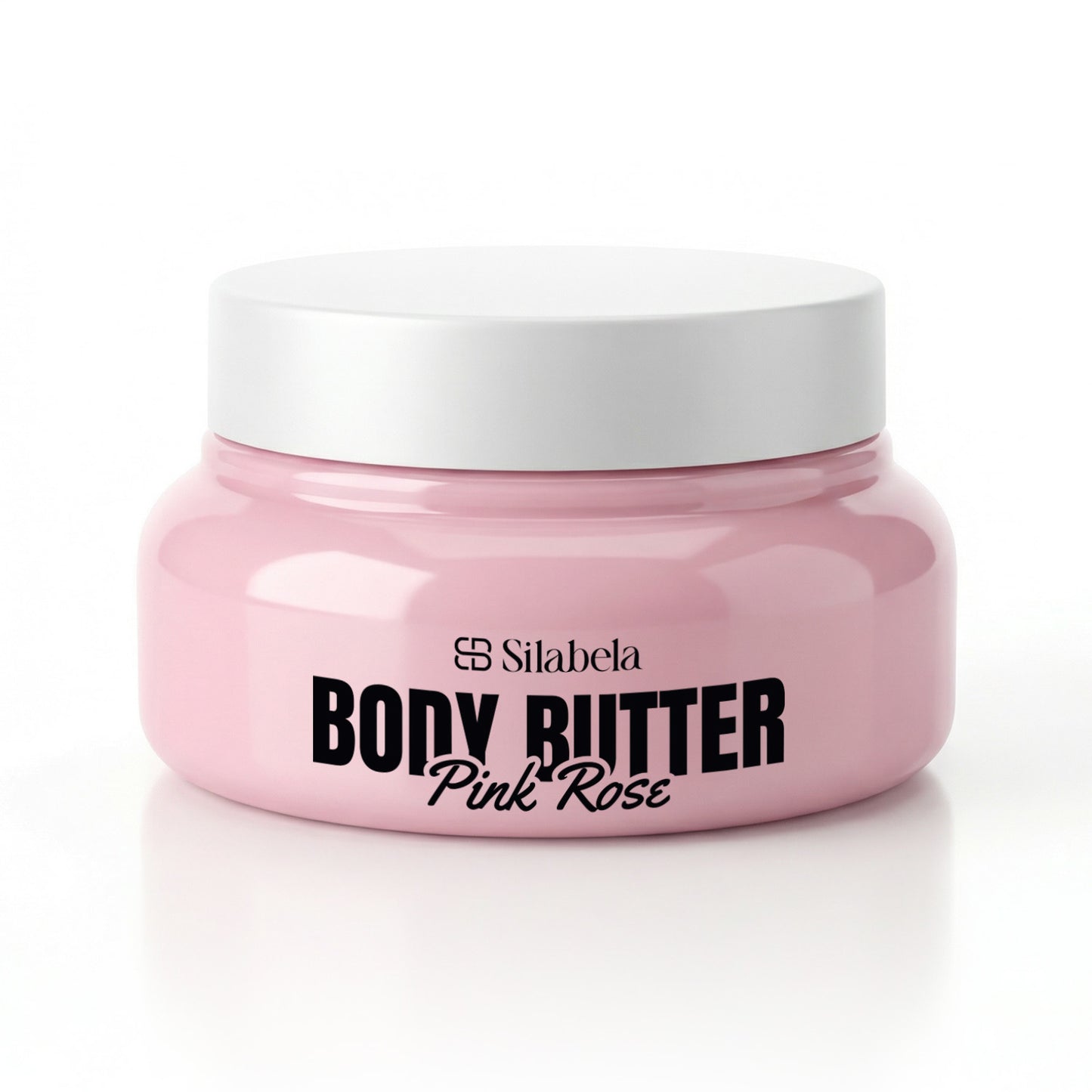 Pink jar of Silabela Bony Butter Pink Rose on a white background