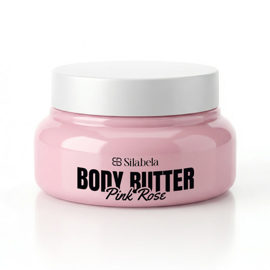 Pink jar of Silabela Bony Butter Pink Rose on a white background